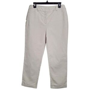 Chicos Crop Pants Women Size 0.5 6 Beige Cotton Stretch Zip Cuffed So Slimming